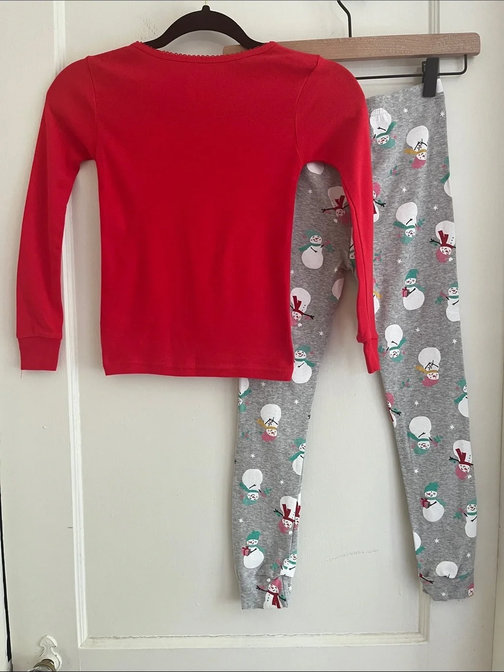 Carter’s Size 7 100% Cotton Holiday Matching Pajamas Set Snowman PJs Top & Pants